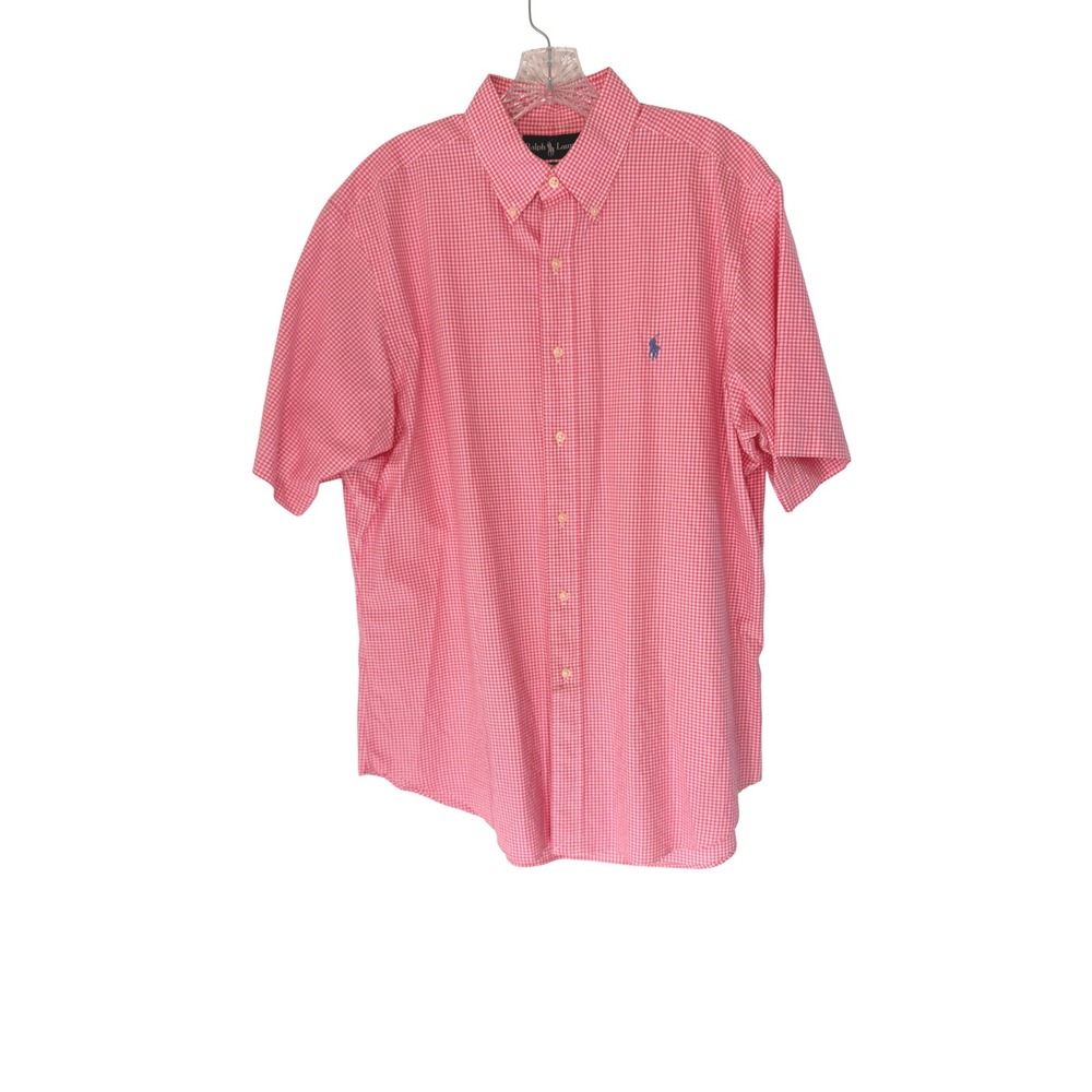 Ralph Lauren Classic Fit Button Up Shirt Men's Pink Gingham Blue Polo Largeโ